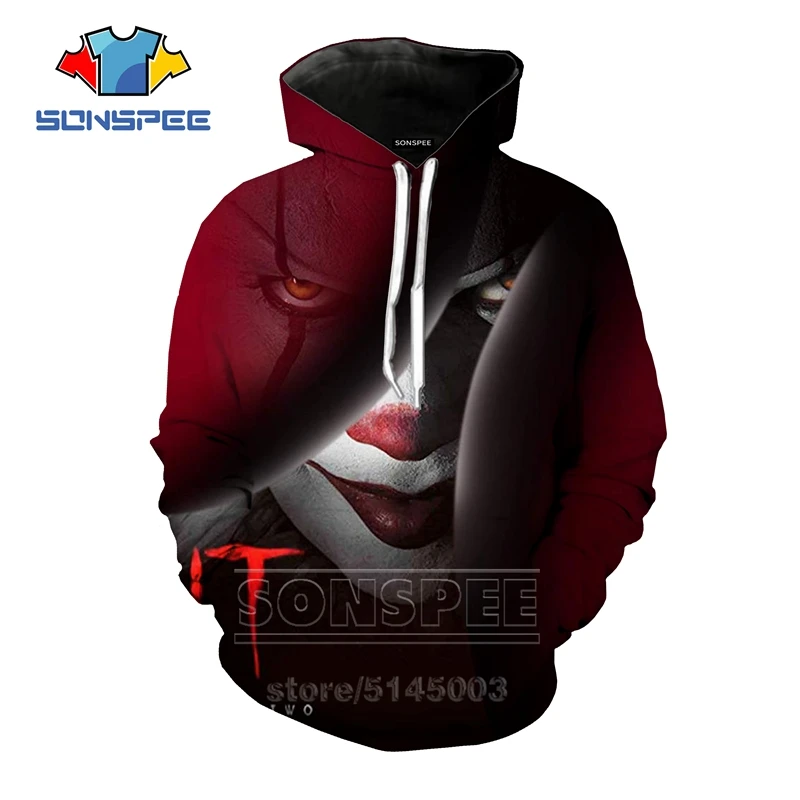 7 Pennywise толстовки новые для мужчин и женщин террор клоун Толстовка 3D принт It Chapter Two унисекс топ с длинными рукавами пуловер с круглым вырезом C063-17 - Цвет: 7