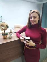 Sweater Dresses Robe Turtleneck Long-Sleeve Bodycon Slim Winter Women Autumn Lady Elastic