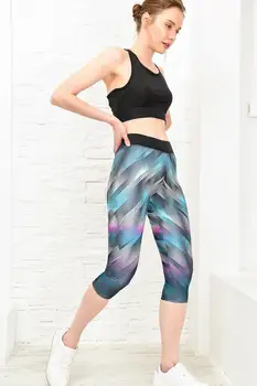 

Trend Alacati Style Women Blue Print Short Athlete Leggings ALC-X4107