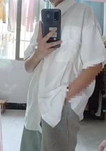 EBAIHUI 2021 camisa de manga corta de las mujeres blanco cuello básico Casual adolescente Niña estudiante camisa Oversize blusa.