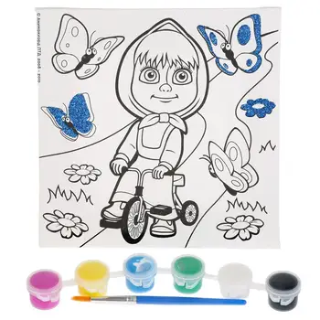 

Set for creativity canvas for painting 15x15 "Masha and the bear" with glitter multiart 26729-mm