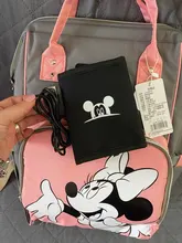 Bolsa de pañales con USB de Disney, mochila momia de maternidad/bolsa de pañales para bebé, bolso de viaje de Mickey Mouse, bolsa para cuidado del bebé, bolsa húmeda