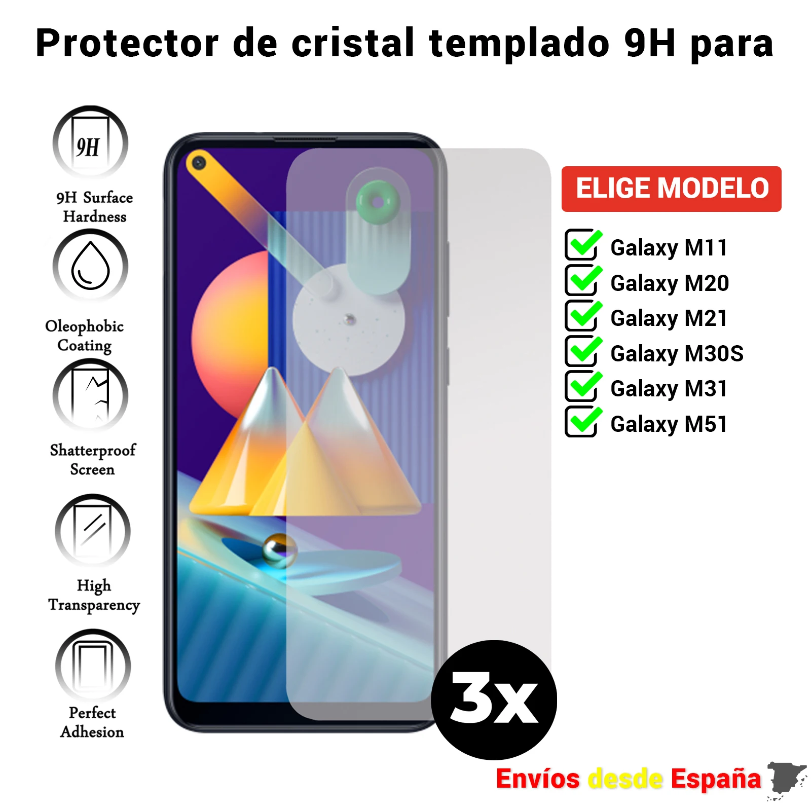 3x Screen Protector For Samsung Galaxy M11 M20 M21 M30s M31 M51. Clear ...