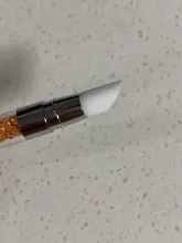 Pluma de pincel para arte de uñas, cabeza de silicona, grabado repujado, escultura hueca, herramientas de manicura acrílica, diamantes de imitación de cristal, 2 vías, 1 ud.
