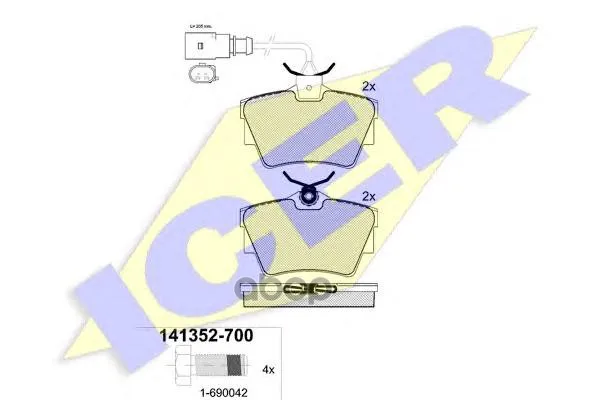 141352-700_колодки Дисковые Задние! Vw T4 2.5/2.4d 99-03 Icer 141352700 Icer арт. 141352700
