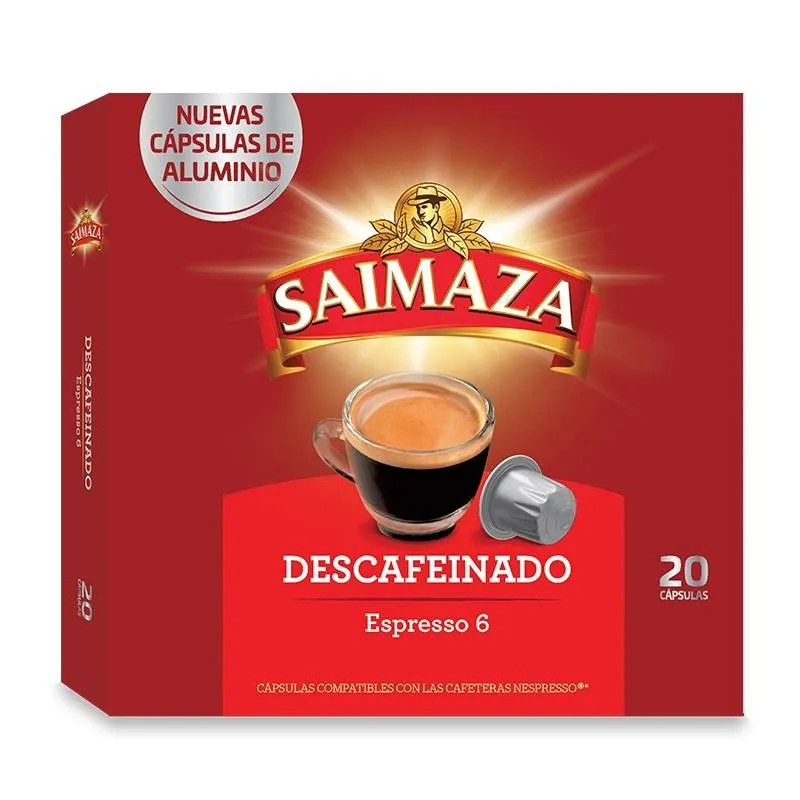 Decaffeinated 20 Nespresso compatible SAIMAZA aluminium capsules afbeelding