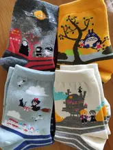 Calcetines tobilleros con estampado de Anime para mujer, medias de algodón con estampado de personajes Harajuku, Totoro, Ghibli Miyazaki