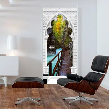 

Mural for port-Photo wallpaper - Arch and wooden path I - 100x210 cm
