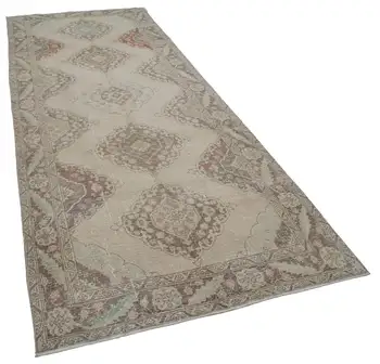

146x370 Cm Beige Handmade English Vintage Runner Rug-5x12 Ft