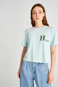 

Trendyol Printed Boyfriend Knitted T-Shirt TWOSS20TS1188