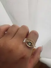 2020 April New Black White Drip Process Adjustable Evil Eye Heart Shape Gold Rings For