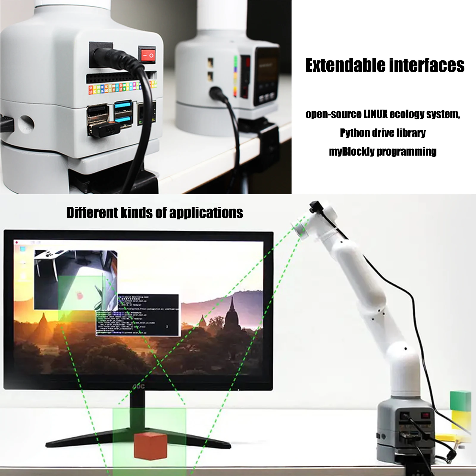 Robotics Elephant myrobot 280-Pi 6-DOF Robot collaborativo multifunzionale con braccio robotico leggero (versione Raspberry Pi)