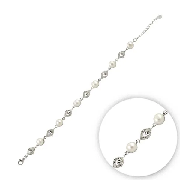 Серебряный 925 пробы браслет с цирконием