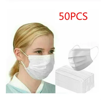 

50PCS Disposable Protective Face Mask Filter 3-Ply Ear Loop Anti-Dust Face Mouth Masks Wholesale