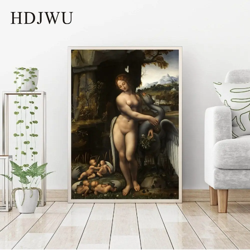 Leonardo Da Vinci Leda and the Swan(Francesco Melzi) знаменитый живописец печатные Плакаты для