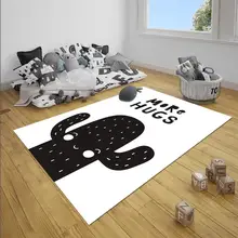 Черный белый милый кактус Hughs Nordec унисекс 3d принт Нескользящая микрофибра детские украшения для детской комнаты коврик
