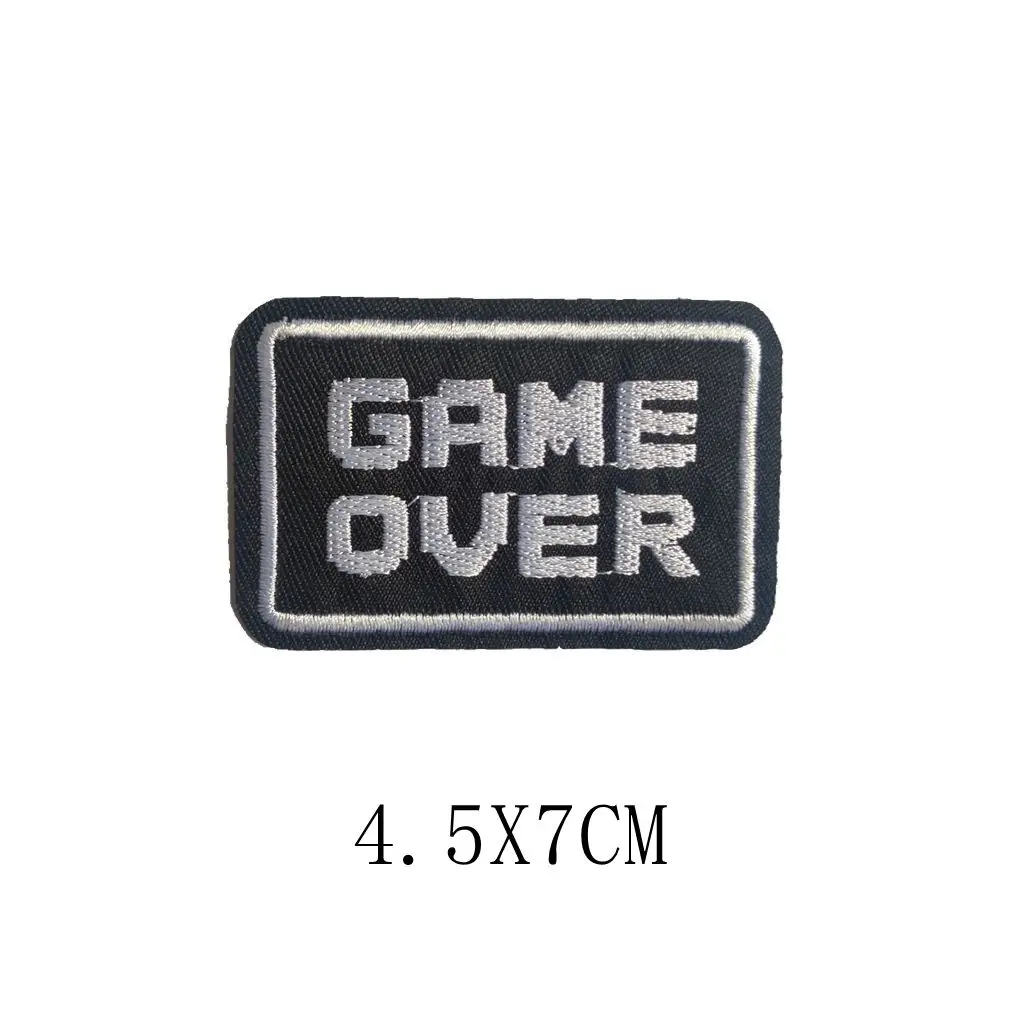 7CM GAME OVER WHITE BLACK Heat Label On Clothes Parches Termoadhesivos Para Ropa Parches Bordados Para La Ropa _ - AliExpress Mobile