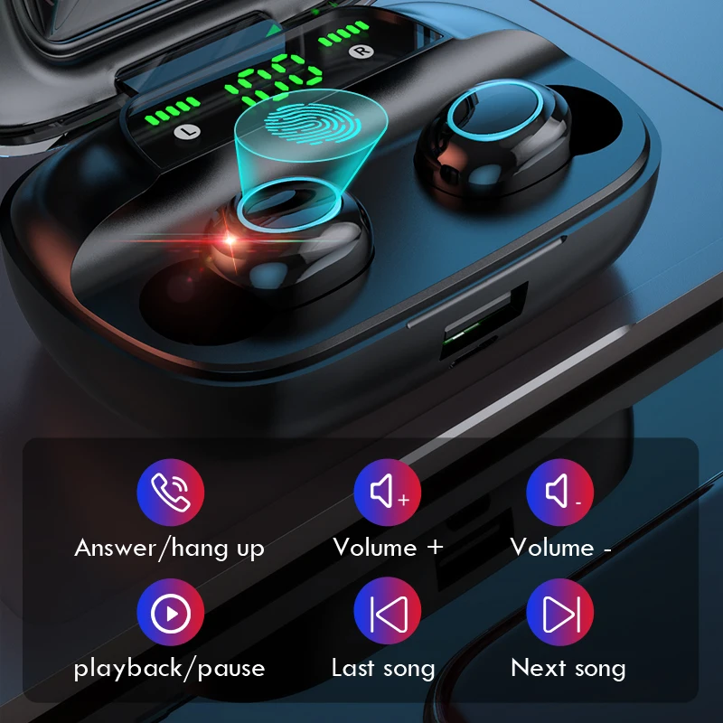 2020 neue Drahtlose Bluetooth Kopfhörer 5,0 mit 3500mAh Lade Fall HIFI Stereo Headset Wahre Drahtlose Ohrhörer in ohr Kopfhörer