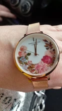 Reloj de pulsera de acero inoxidable con flores para mujer, pulsera femenina de lujo