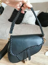 Bolsa de sillín para mujer, Asa de un hombro, tendencia informal, cierre de cerrojo, Material PU con cremallera, bolso de adorno con cierre interior de poliéster, novedad de 2020