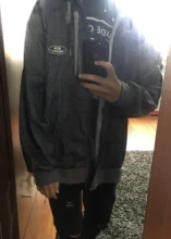 Vintage Sweatshirt Hoodie Pullover Clothes Women Zip-Up Warm Autumn Winter Long-Sleeve