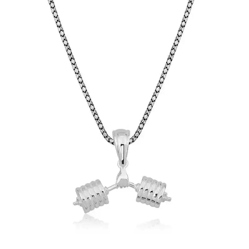 

Armagano 100% 925 Sterling Silver Bodybuilding Dumbbell Male Necklace Quality and Original Women Amulets