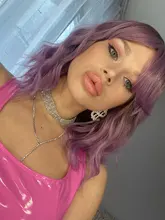 Beauebony-Peluca de cabello sintético para mujer afroamericana, cabellera artificial de color morado con flequillo, color rubio corto, marrón, azul, Bob, Cosplay, Lolita