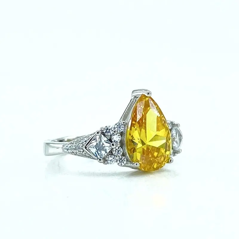 

Imported Quality Drop Yellow Topaz Silver Ring