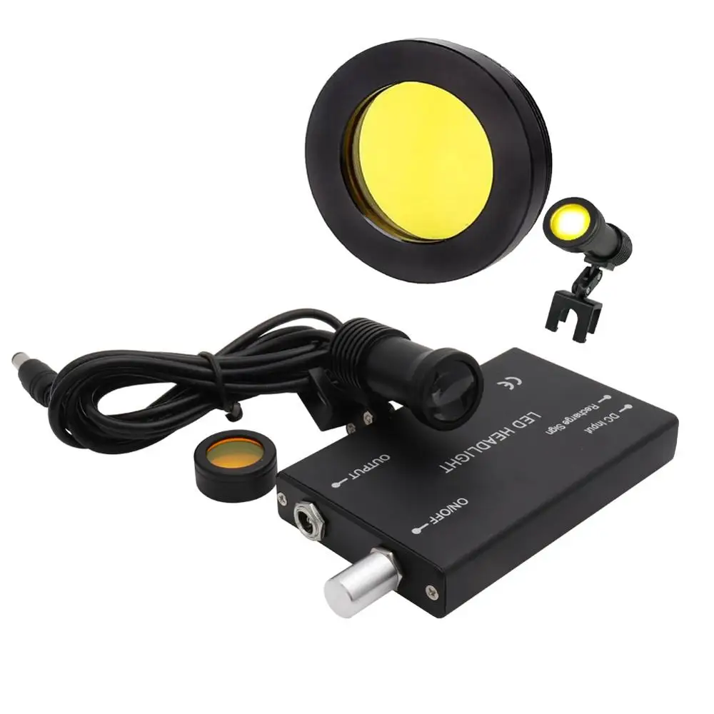 headlight 5 Вт фара с фильтром для стоматологической лупы Стоматологическая Лаборатория Медицинская лупа увеличение бинокулярная зубная Лупа хирургическая черная - Цвет: headlight