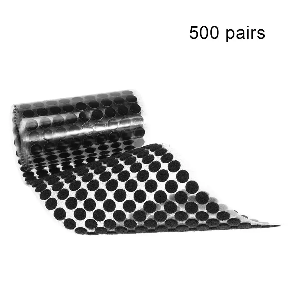 10mm black (500pcs) 500/1000 пар двухсторонний клейкий крепеж лента Крючки Петли, диски белые нейлоновые наклейки Сильные самоклеющиеся диски точечный занавес - Цвет: 10mm black (500pcs)