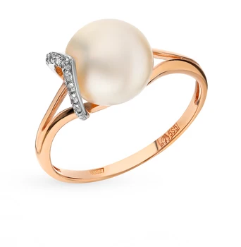 

Gold ring with cubic zirconia and pearls sunlight sample 585