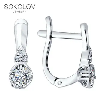 

SOKOLOV Silver drop earrings with stones with cubic zirconia fashion jewelry silver 925 women's male, long earrings