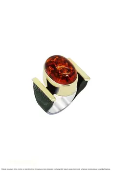 

Pres Amber Cubic Zirconia Silver Women 'S Ring Hand Work
