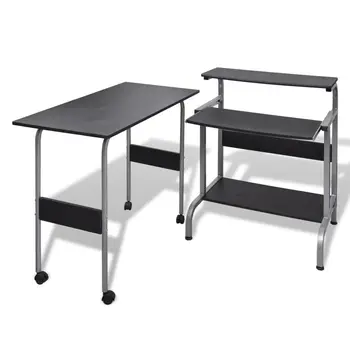 

2 PCs with removable shelf black Computer desk table office furniture