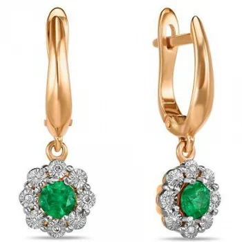 

Lucas gold earrings flowers with emeralds and diamonds in red gold