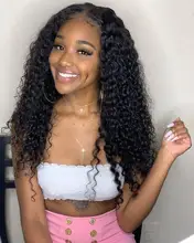 Pelo humano brasileño de 32, 34, 36 y 38 pulgadas, mechones de pelo rizado profundo, Hoho, 100%, pelo humano Natural, doble mechones, 1, 3, 4 mechones, cabello Remy grueso