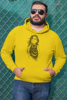 

Angemiel Wear Owl and Male Yellow Men 'S Hooded Sweatshirt