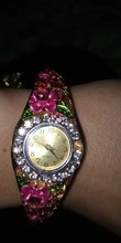 Las mujeres reloj de cuarzo de lujo brazalete con flores de cristal Vintage reloj de acero inoxidable con diamantes часы женские elegante falda 03 *
