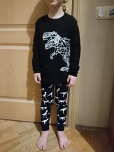 Pijamas de niños y niñas conjuntos de ropa de dormir que brillan en la oscuridad de Pijamas luz verde ropa de dormir niños ropa de algodón traje de manga completa pijama
