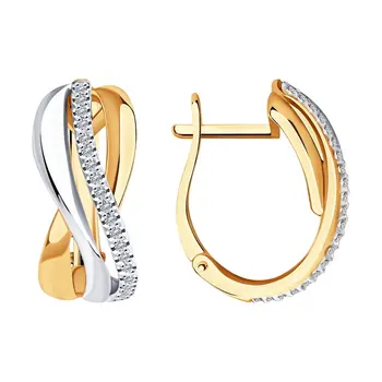 

Sokolov gold drop earrings with stones with diamonds, fashion jewelry, 585, women's male, long earrings