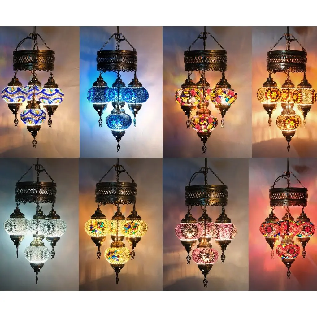 

4 Pc Turkish Mosaic Lamp Authentic Lighting Antique Lamp Tiffany Ceiling Lamp Hanging Pendant Lamp Chandelier Color Mosaic Glass