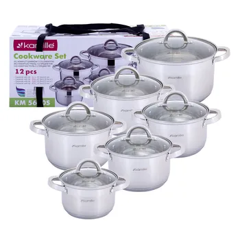 

Set of dishes 12 Ave (pots 1.8L, 2.5L, 2.5L, 3.8L, 3.8L, 6.5L) stainless steel Kamille, kml-5640s