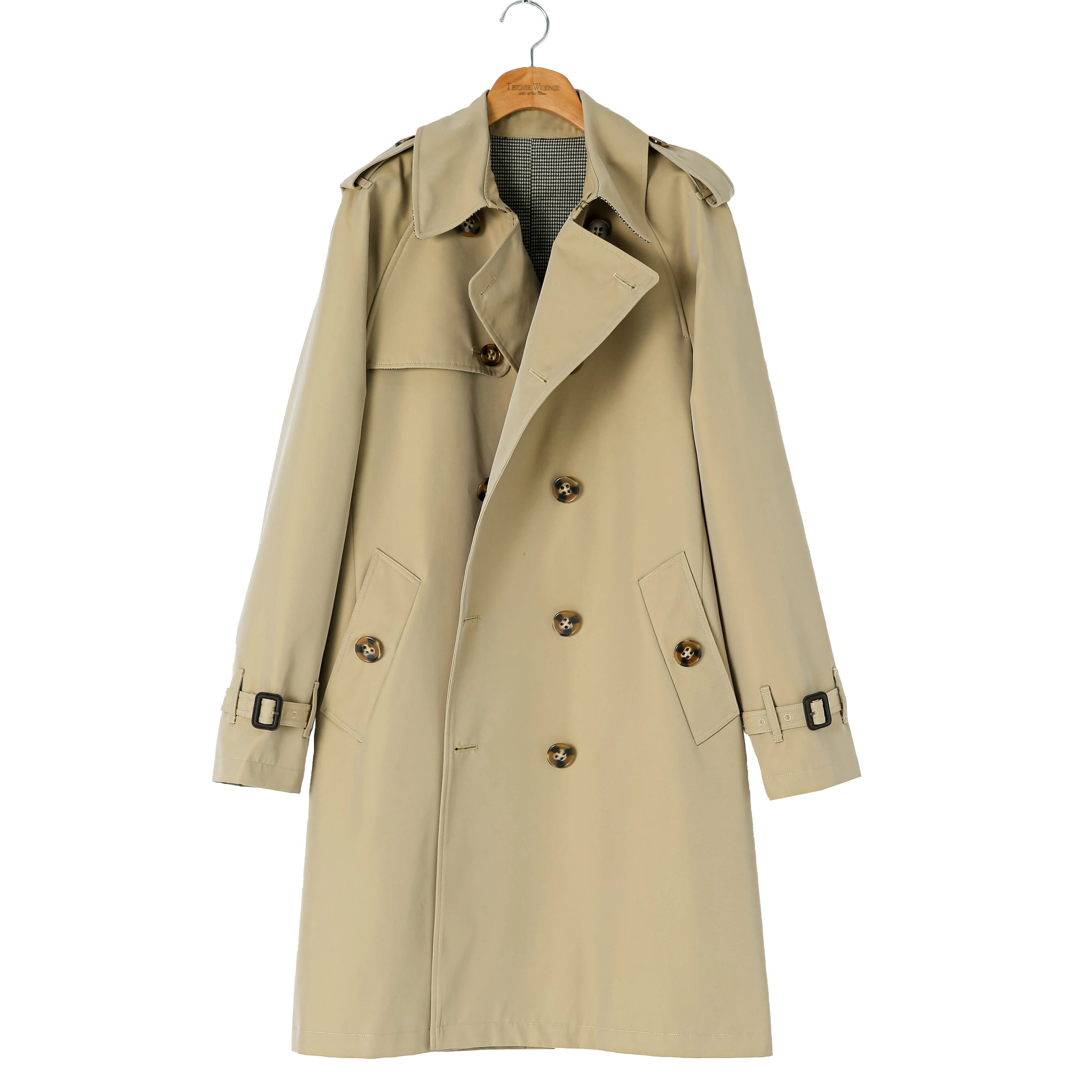 Men Trench Coat Mid-length Double Breasted Windbreaker Loose Fit Autumn Winter Vintage Military