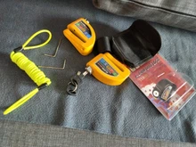 Alarma de bloqueo para moto impermeable, antirrobo para bicicleta, bloqueo de freno de disco de moto + bolsa + cuerda de recordatorio, envío gratis
