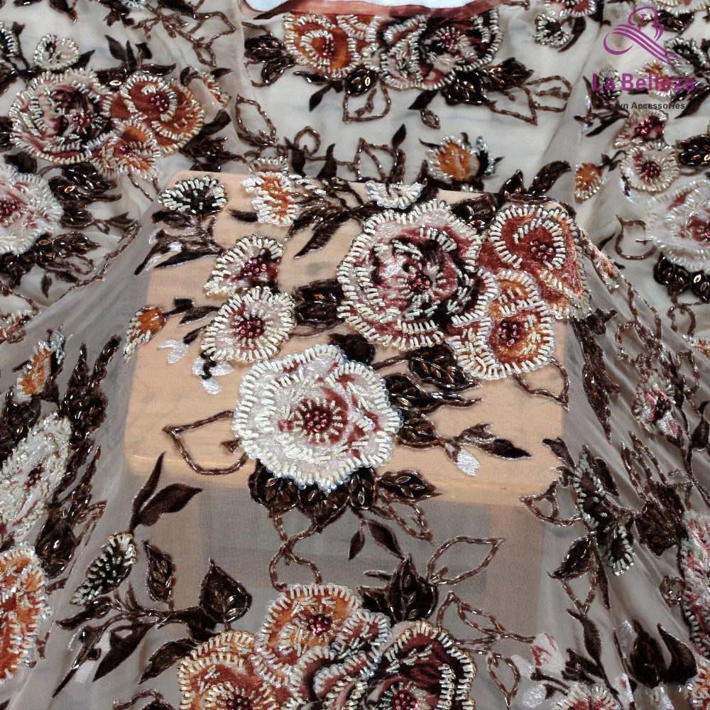 La Belleza, 1 ярд, красивое вечернее платье, кружевная ткань, Смешанная, тяжелая, ручная работа, бисероплетение, кружевная ткань, 130 см Ширина
