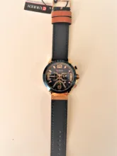 CURREN-Reloj de pulsera deportivo de lujo para hombre, cronógrafo de cuero de moda, con fecha