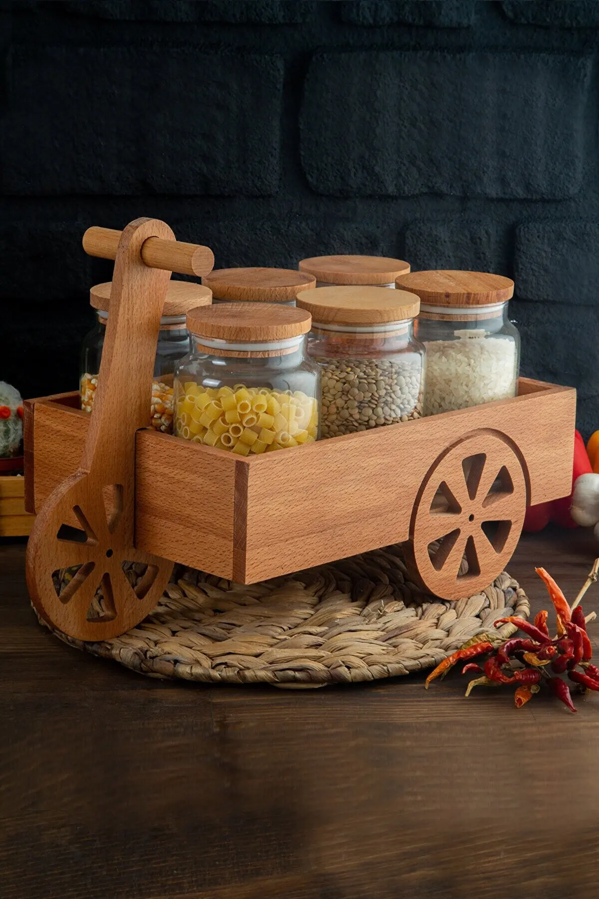 

Набор банок для специй из Букового дерева для скутера