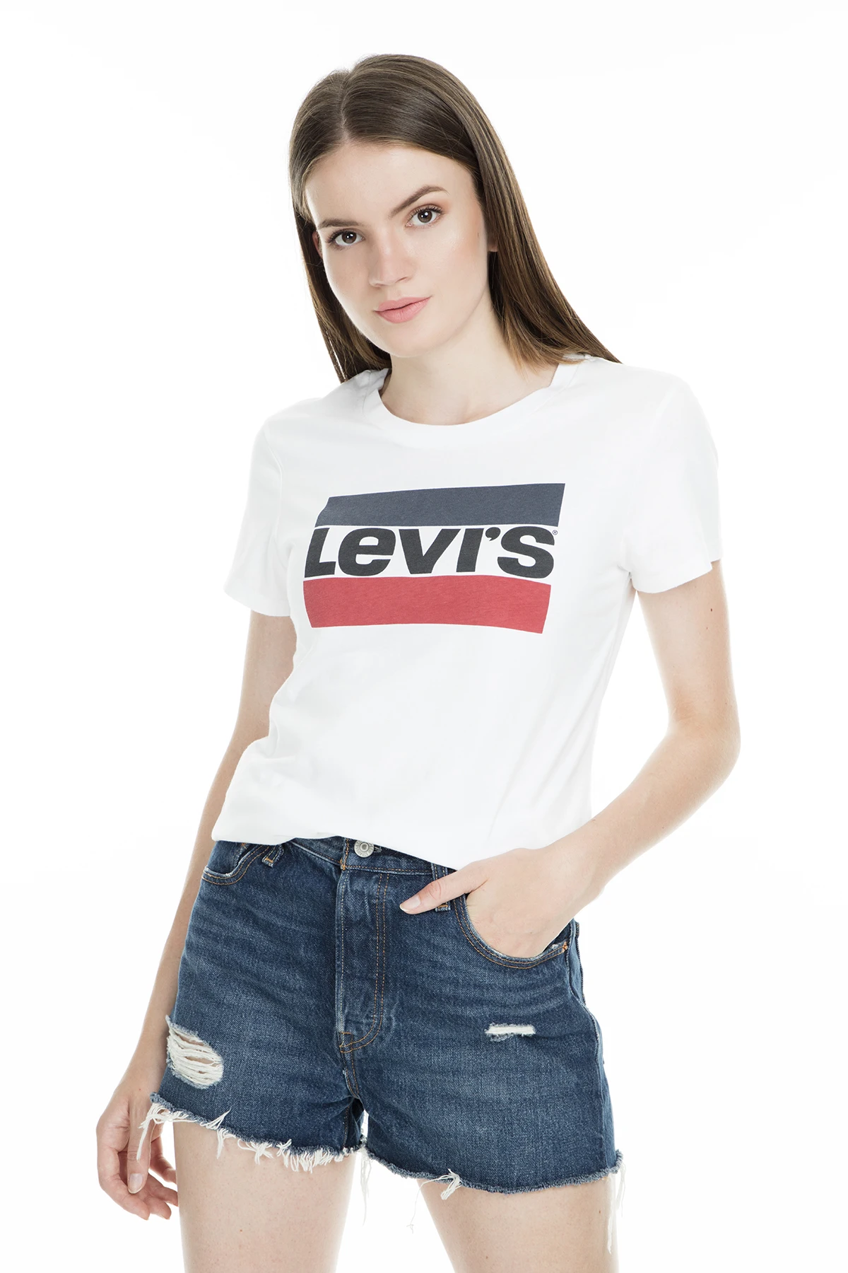 Levi's Печатные Футболки с велосипедным воротником женские футболки shirirt 17369