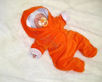 

Конверт-комбинезон "Оранжевый с лилией" Комбинезоны для малышей 0-6 мес