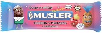 

Bar muesli-cranberry, Almond with chocolate, Musler 30g.